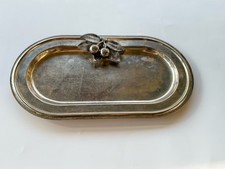 Vintage Oval Silver Plated Vanity Tray Cherries picture