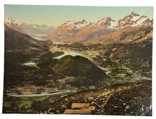 Vintage Ober Engadin Switzerland P.Z. Photochrom Print Photoglob Zurich 1889 picture