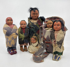 Vintage Native American Bully Good Skookum Doll Child Various Sizes TLC Lot of 6 picture