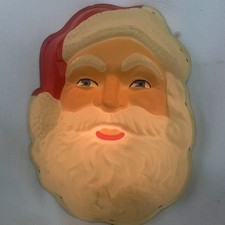 Vintage 1960’s Lighted Santa Claus Face Vacuform Plastic Christmas Decoration picture
