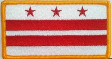 District of Columbia Washington DC Flag Iron-On Patch Biker Emblem Gold Border picture