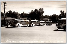 Prudenville Michigan on Houghton Lakee RPPC MobilGas Buses Real Photo unposted picture