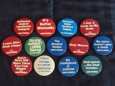 1980s vintage collectable Computerworld buttons lot of 13 picture