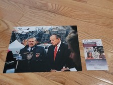 9/11 Ground Zero - DUAL SIGNED 8x10 by Donald Rumsfeld & Rudy Giuliani - JSA COA picture