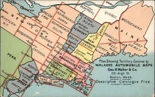 NEW ENGLAND MID ATLANTIC MAP Walkers Automobile Advertising c1910 PC picture
