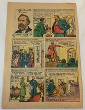 1957 two page cartoon story ~ RUTHERFORD B HAYES picture