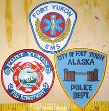 Patch ~ ALASKA AK FORT FT YUKON POLICE FIRE DEPARTMENT EMS SET/3 OLD REAL THING picture
