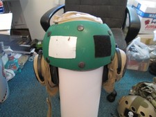 US Navy Green Flight Deck Crewman Impact Resistant Helmet Cranial Size 7 1/2 - S picture