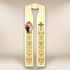 Embroidered Stole with the Image of 'Divine Mercy Jesus and St. Faustina' picture