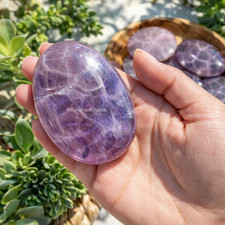 Genuine Amethyst Worry Stone Reiki Healing Palm Stone Crystal Relax Home Decor picture