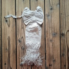 Antique 1890s 1900s Men’s White Silk Formal Bow Tie Fringed Evening Dress picture