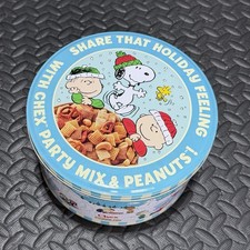 Peanuts Chex Party Mix Christmas Holiday Storage Tin Snoopy Charlie Brown 2024 picture