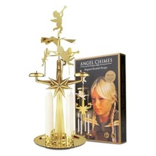Original Swedish Angel Chimes Carousel 4 Candles Brass Christmas Decor New picture