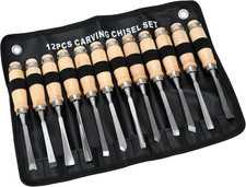 12 Pieces Wood Chisel Set,Home Wood Carving Tools with Steel Hammer End, Profess picture