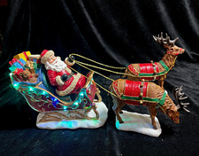 Holiday Time Santa Sleigh Reindeer LED Lighted Christmas 3 Piece Set Box picture