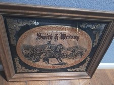 Smith & Wesson 29” x 23” Vintage Framed Mirror Man  Cave Decor Western Advertise picture