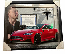 Tesla Framed Display with Elon Musk Printed Signature picture