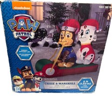 Gemmy 5' Nickelodeon Paw Patrol Christmas Chase & Marshall On Sled Blowup NOB picture