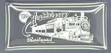 Vintage Huckleberry Railroad Flint Michigan Glass Souvenir Tray Train picture