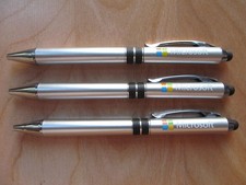 Microsoft Alum Logo Ballpoint Office Pen Black Lot of 3 picture