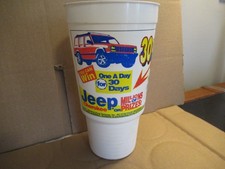 RARE WIN A JEEP Vintage 1997 Plastic Cup Free Cherokee Hardees Ticket Not Played picture