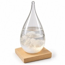 Storm Glass Weather Predictor Desk Decor Teardrop Glass with Wood Base New Other picture