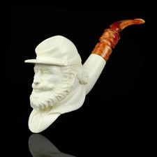 EGE Large Size  Southern Civil War Soldier Pipe New Block Meerschaum W Case#1049 picture