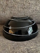 CATHRINEHOLM 8 3/4” BLACK AND WHITE SATURN BOWL WHITE INTERIOR VERY GLOSSY picture