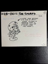 Vintage 1986 Hanna-Barbera Smurfs Model Sheet - Smurfling Sassette Smudged picture