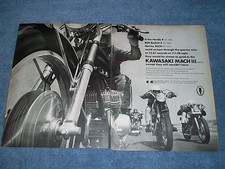 1970 Kawasaki Mach III Vintage 2pg Ad 