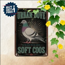 Birds Garden Nature Wall Decor Cute Urban Pigeons Metal Tin Sign Plaque 8x12 picture