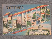 Greetings from SACRAMENTO California Large Letter Linen Postcard picture