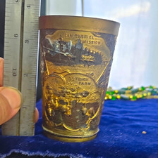 late 1800's Souvenir of Pasadena CA Embossed Metal Cup/Tumbler picture