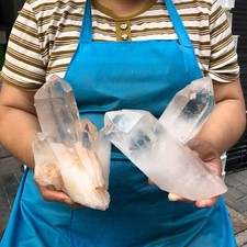 5.17LB 2pcs Natural White Clear Quartz Crystal Cluster Rough Specimen Healing picture