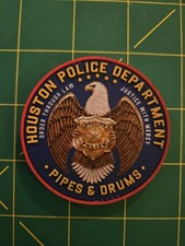 HOUSTON Texas Police Department PIPES & DRUMS PVC Patch Scottish Honors Fallen  picture