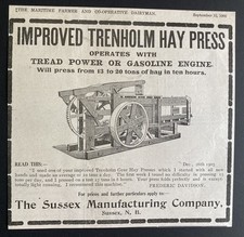 1908 CANADA CANADIAN AD TRENHOLM HAY PRESS SUSSEX NEW BRUNSWICK picture