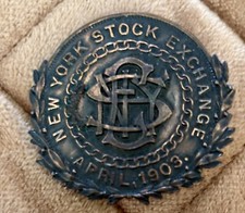 Vtg NEW YORK STOCK EXCHANGE 1903 Badge Mint Condition. RARE Whitehead & Hoac NJ picture
