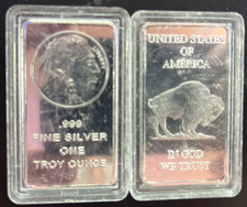 Buffalo Liberty Replica Silver Plated Magnetic Bars Lot 2 Display Cases Souvenir picture