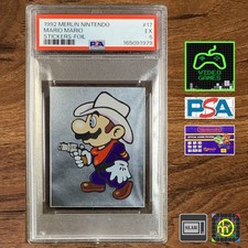 1992 Merlin Nintendo - Sticker #17 Mario Foil Cowboy - PSA 5 EX picture