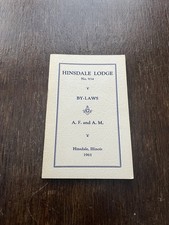 Hinsdale Lodge No. 934 By Laws Free Masons Masonic Temple Roster Booklet 1961 picture