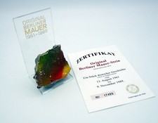 AUTHENTIC PIECE OF BERLIN WALL 100% Genunine with CoA - on L-shaped stand picture