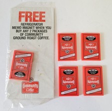 Vintage Community Coffee Advertising Memo Magnet Set Of 5 Matching  picture