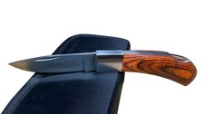 Cabela’s CLUB 10 Year Member Lockback Folding Knife Wood Handle Sheath picture