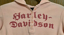 Harley-Davidson Pink Thermal Long Sleeve Hooded Shirt w/Front Back & Sleeve Logo picture