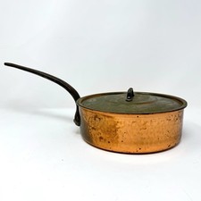 Vintage Matfer Bourgeat Hammered Copper 9”x3” Sauté Skillet Sauce Pan Lid France picture