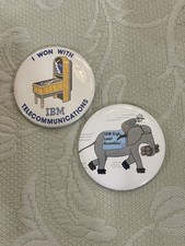 Vintage 1990’s IBM Computer IT Advertising Pin Buttons - Lot of 2 Pins picture