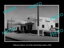 OLD LARGE HISTORIC PHOTO OF WAKEENEY KANSAS VIEW OF THE RAILROAD DEPOT c1960 picture