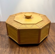 Vintage 1940s Octagonal Sewing Box – Handmade Wooden Box – Possible Prison Art picture