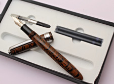 Click Falcon Dual Color Ebonite Body Fountain Pen With Chrome Trims New In Box picture