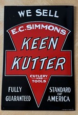 Vintage 'We Sell Keen Kutter' Metal Embossed Sign -Made in USA 10 1/2